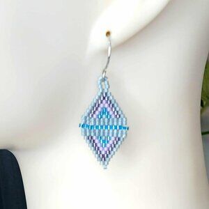 Boho Chic Beaded Dangle Earrings, Seed Bead No Fringe, 2"